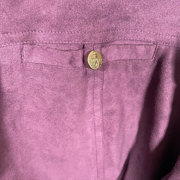 Liz & Me for Catherines Button Shirt Blouse 3X Faux Suede Button Up L/S Purple - Picture 2 of 6